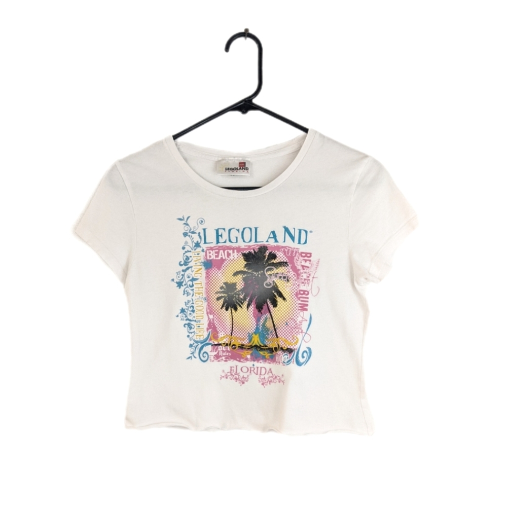 Early 2010's Legoland Florida Grunge Fitted Cropped Baby Tee